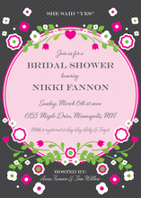 Vintage Pink Floral Rich Brown Wedding Invitations