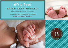 Photo Baby Announcements Teal Stripes Invitation