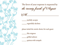 Detailed Teal Vines In Pure White RSVP Cards
