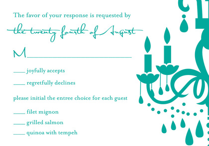 White Chandelier Silhouette Turquoise Enclosure Cards