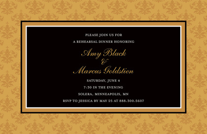 Unique Black Damask Frame Formal Party Invitations
