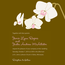 White Orchid Black Square Black Wedding Invitations