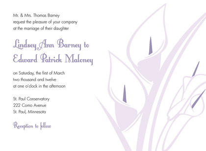 Modern Lavender Lilies In Charcoal Invitations