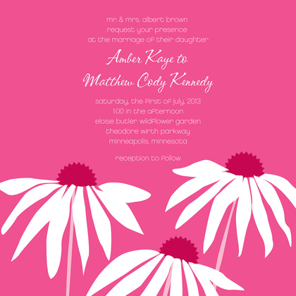 Hot Pink Leaning Daisies RSVP Cards