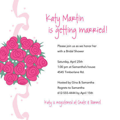 Catch Pink Bridal Bouquet In Blue Wedding Invitations