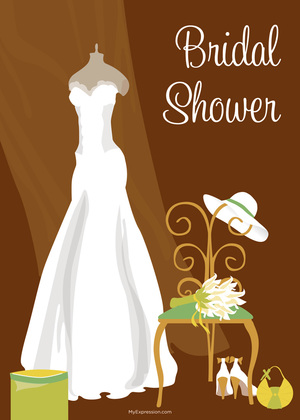 Bridal Dress Special Day Purple Bridal Shower Invites