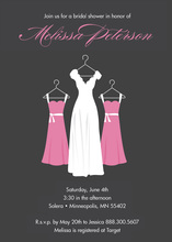 Hanging Pink Bridesmaids Charcoal Bridal Invitations
