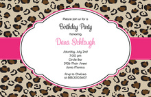 Brown Pink Band Leopard Invitations