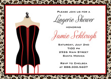Black Red Lingerie Party Shower Invitations