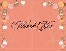 Floral Elegance In Bright Peach Thank You Cards