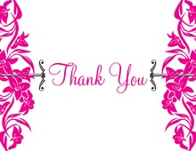 Vintage Inspired Magenta Bouquet Thank You Cards