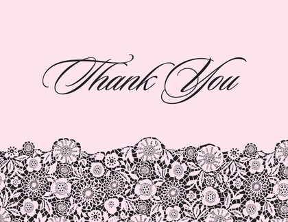 Playful Black Floral Green Patterned Thank You Cards