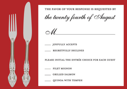 Illustrating Cutlery In Bright Red Thank You Cards