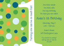 Dotty First Birthday Green Invitations