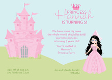 Pink Princess Castle Chalkboard Birthday Invitations