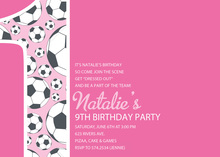 Girl Soccer Number Five Pink Invitations