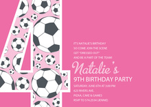 Girl Soccer Number Eight Pink Invitations