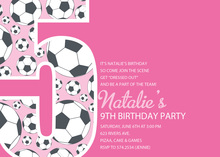 Girl Soccer Number Nine Pink Invitations