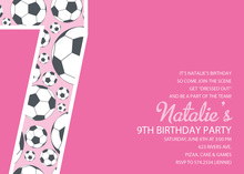 Girl Soccer Number Nine Pink Invitations