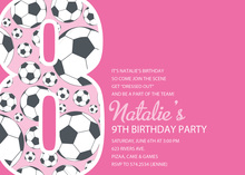 Girl Soccer Number Five Pink Invitations