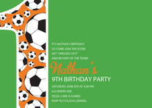 Soccer Number Three Green Birthday Party Invitations