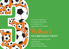 Soccer Number Six Green Birthday Party Invitations