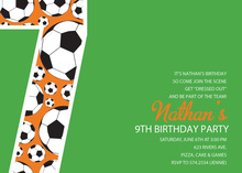 Soccer Number One Green Birthday Party Invitations