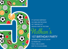 Boy Soccer Number Four Blue Invitations