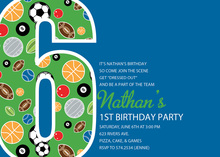 Boy Soccer Number Eight Blue Invitations