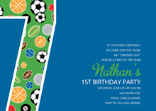 Boy Soccer Number One Blue Invitations