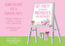 Art Party Rainbow Theme Photo Birthday Invitations
