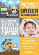 Construction Trucks Chalkboard Birthday Invitations