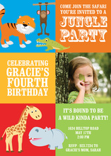 Giraffe Blue Polka Dots Photo Birthday Invitations