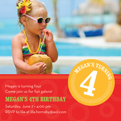 Dotted Blue Circle Photo Birthday Party Invitations