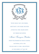 Blue Silver Border Invitations