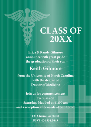 Blue Medical School Graduation Invitations