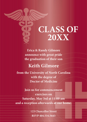 Red Medical School Graduation Invitations
