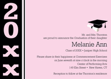 Her Pink Black Band Graduation Invitations