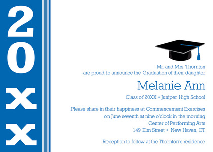 Red Blue Vertical Band Graduation Invitations