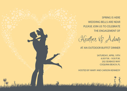 Silhouette Love Yellow RSVP Cards