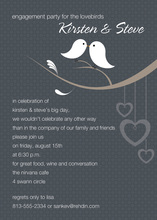 Playful Grey Two Love Birds Wedding Shower Invitations
