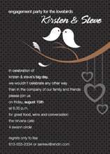 Playful Grey Two Love Birds Wedding Shower Invitations