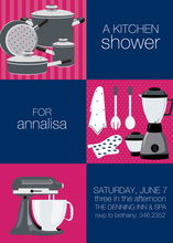 Navy Squares Kitchen Shower Invitations
