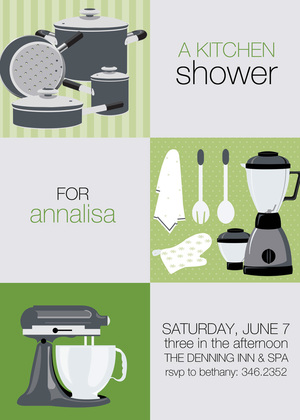 Black Squares Kitchen Shower Invitations