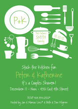 Kitchen Silhouette Green Invitations