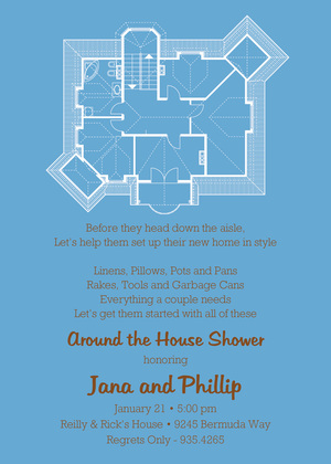 House Plans Blue Thank You Cards