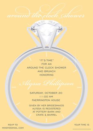 Solitaire Trendy Clock Yellow RSVP Cards