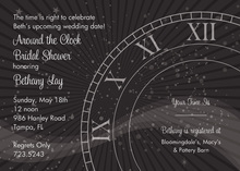 Faces of Time Black Clock Shower Invitations