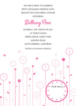 Flower Clocks Pink Invitations