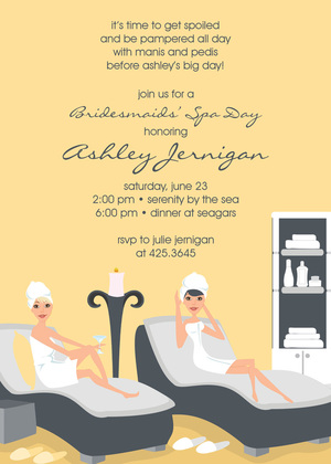 Spa Party Day Blue Invitations